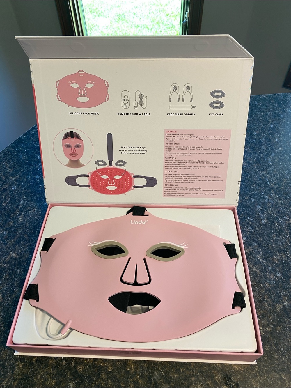 Pink LED Silicone Face Mask for Women Skincare